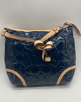 Coach Navy Blue Patent Leather Peyton Shoulder Bag-F20022