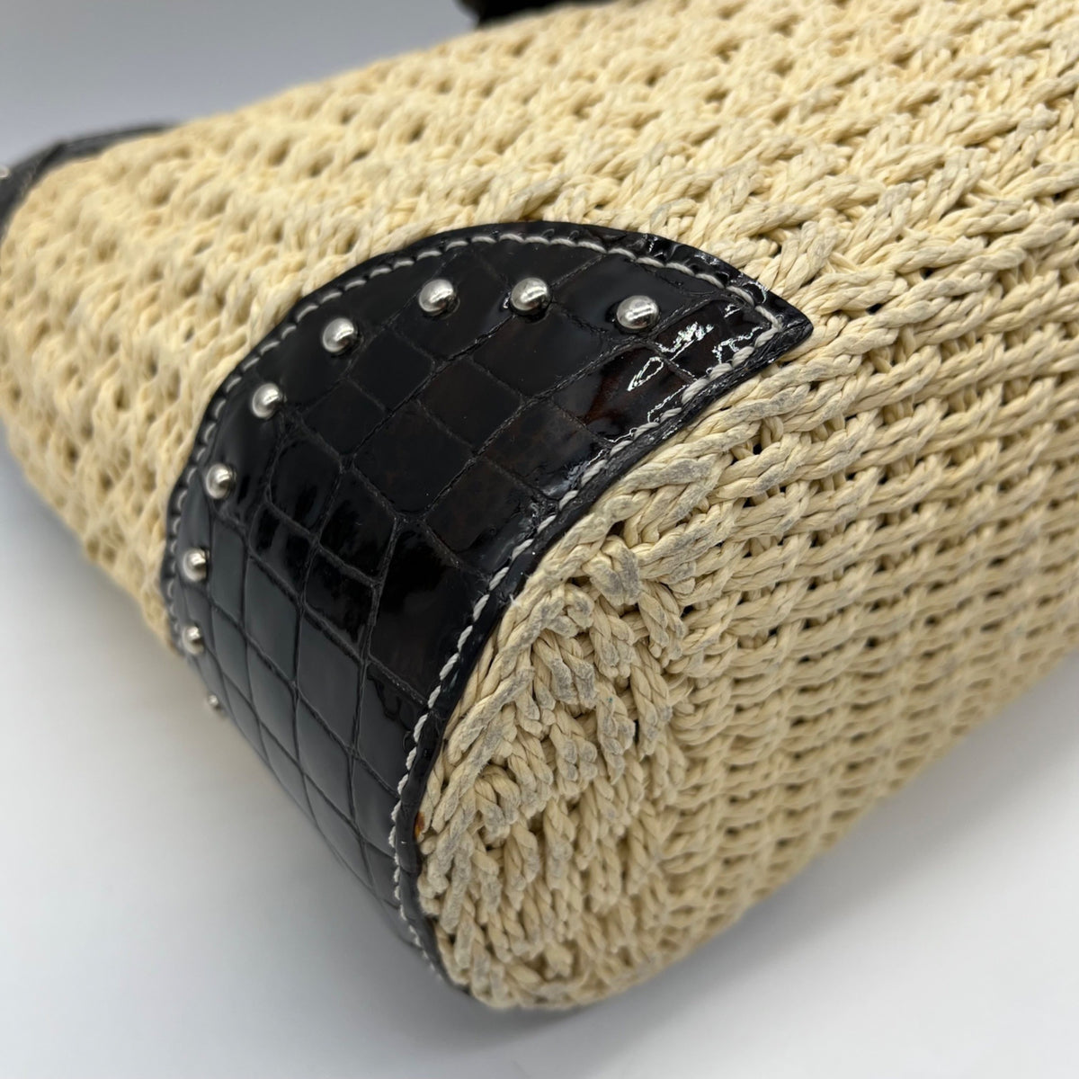 Brighton Vintage Tan &amp; Brown Straw Shoulder Bag
