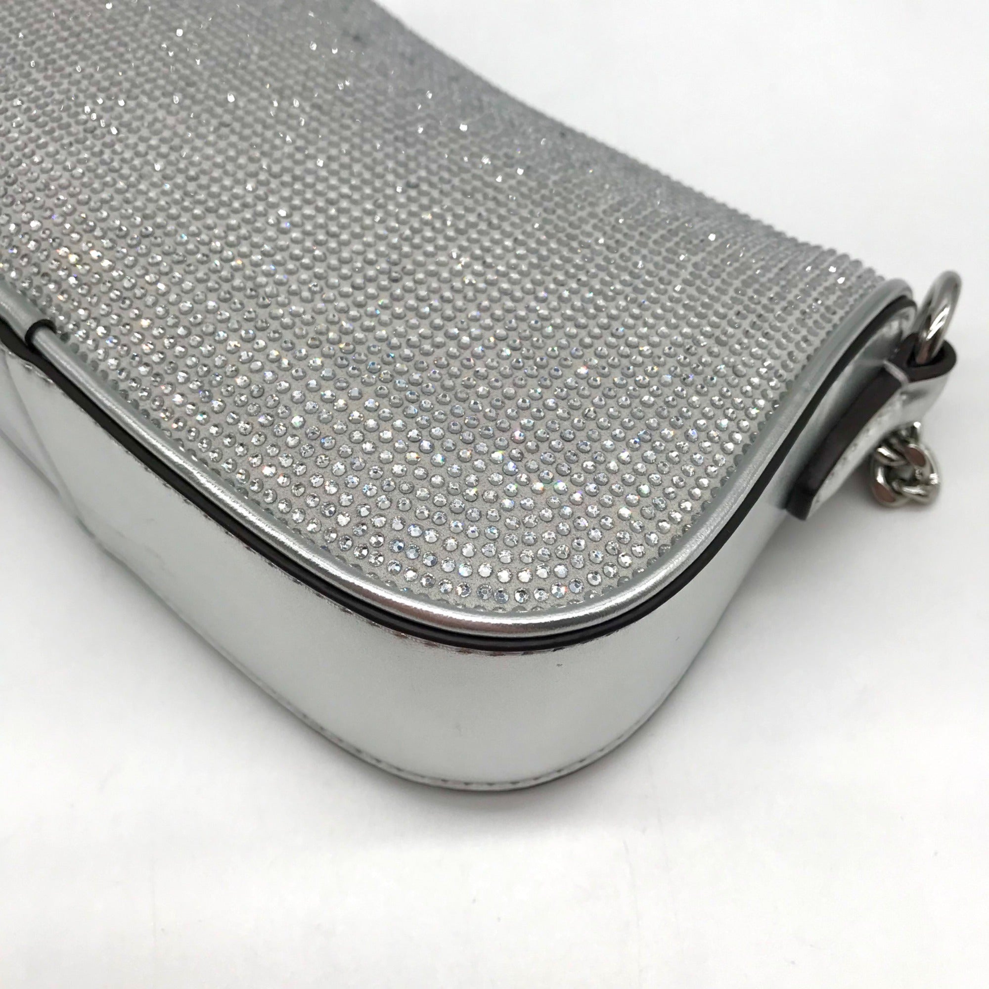 Michael Kors Silver Leather Carmela Small Pouchette Crossbody Bag