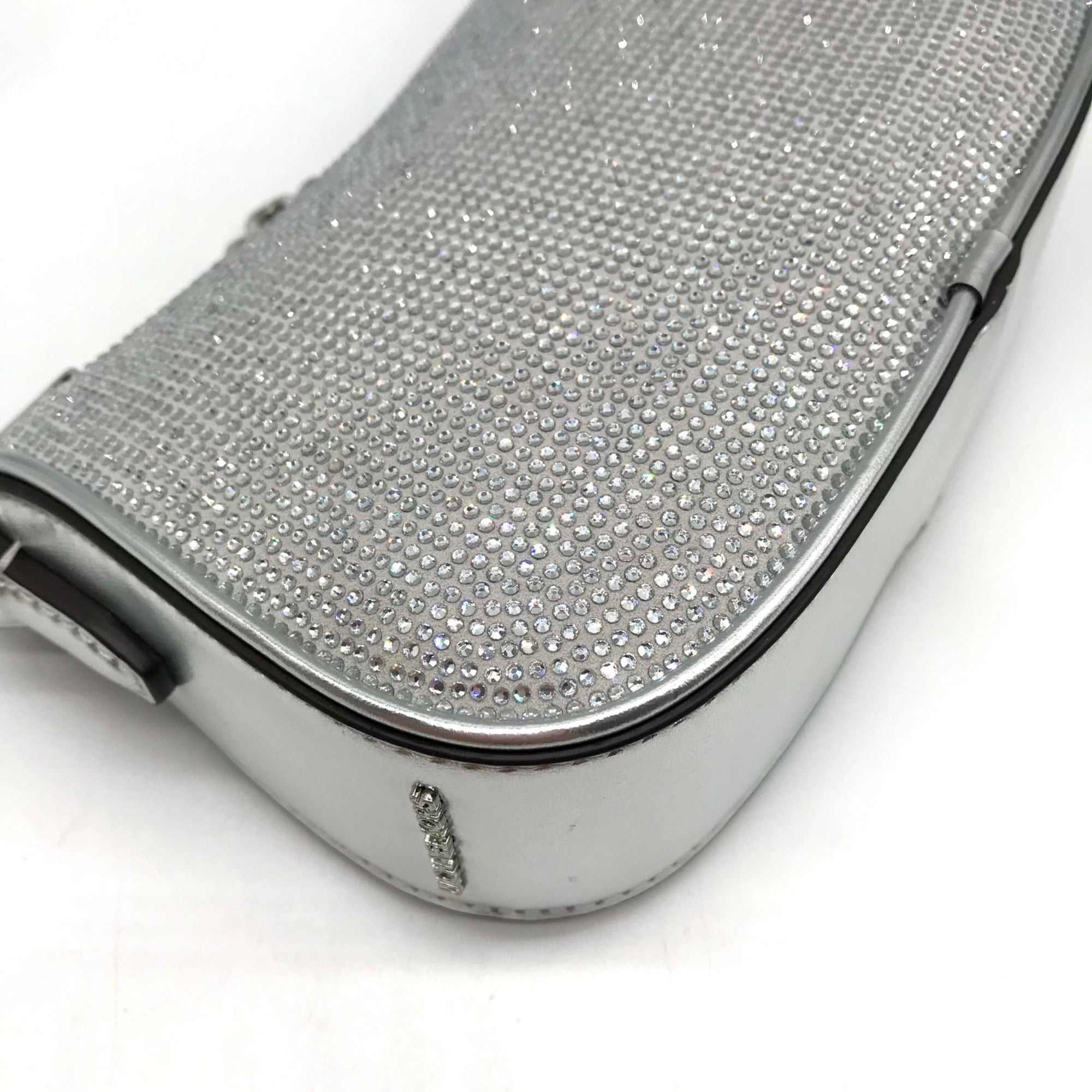 Michael Kors Silver Leather Carmela Small Pouchette Crossbody Bag