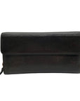 Gucci Dark Brown Leather Long Tri-Fold Wallet