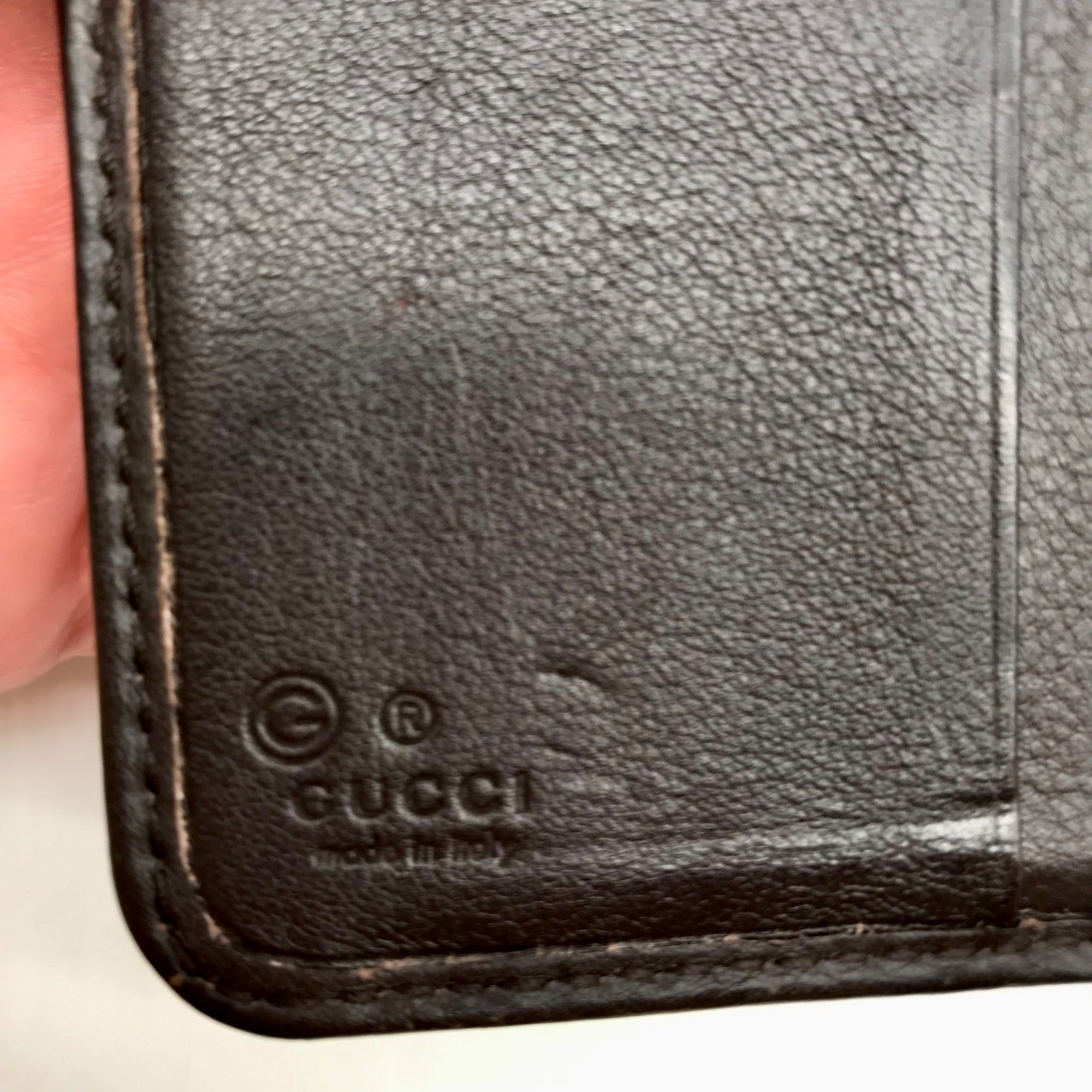 Gucci Dark Brown Leather Long Tri-Fold Wallet