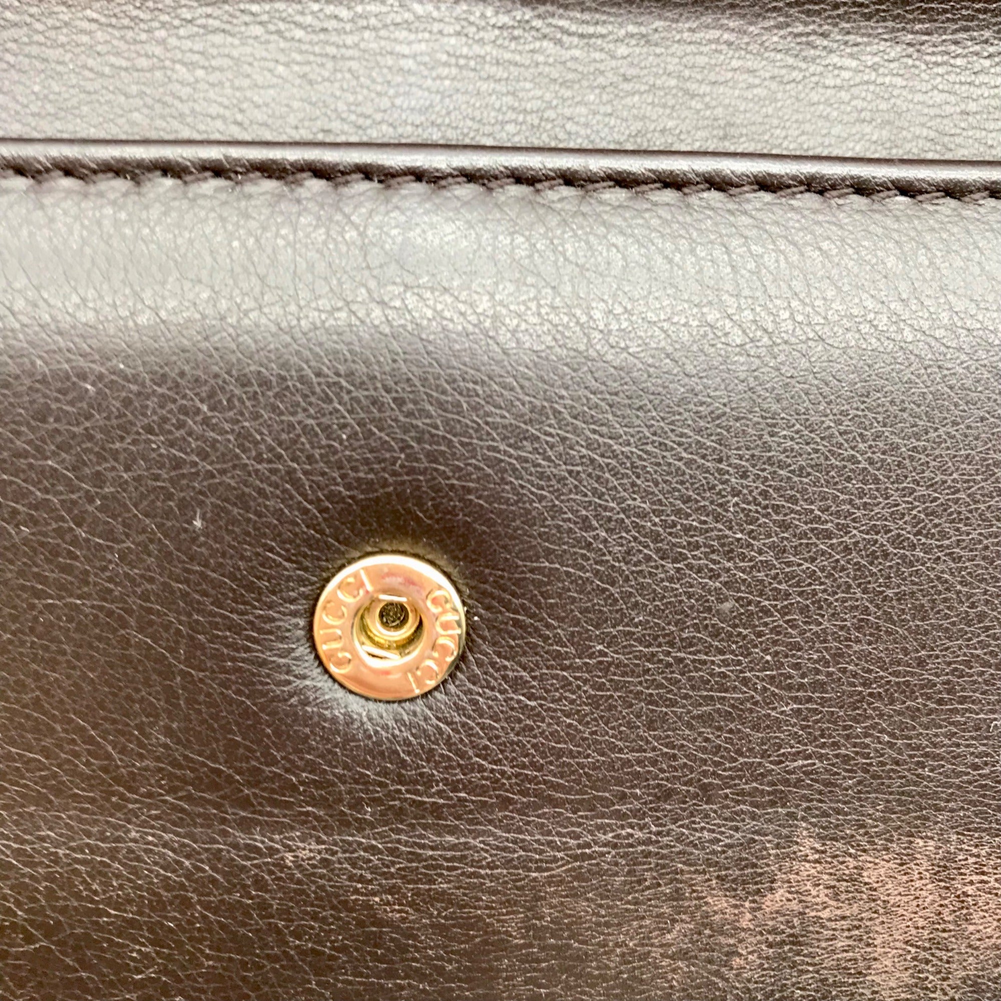 Gucci Dark Brown Leather Long Tri-Fold Wallet