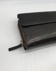 Gucci Dark Brown Leather Long Tri-Fold Wallet