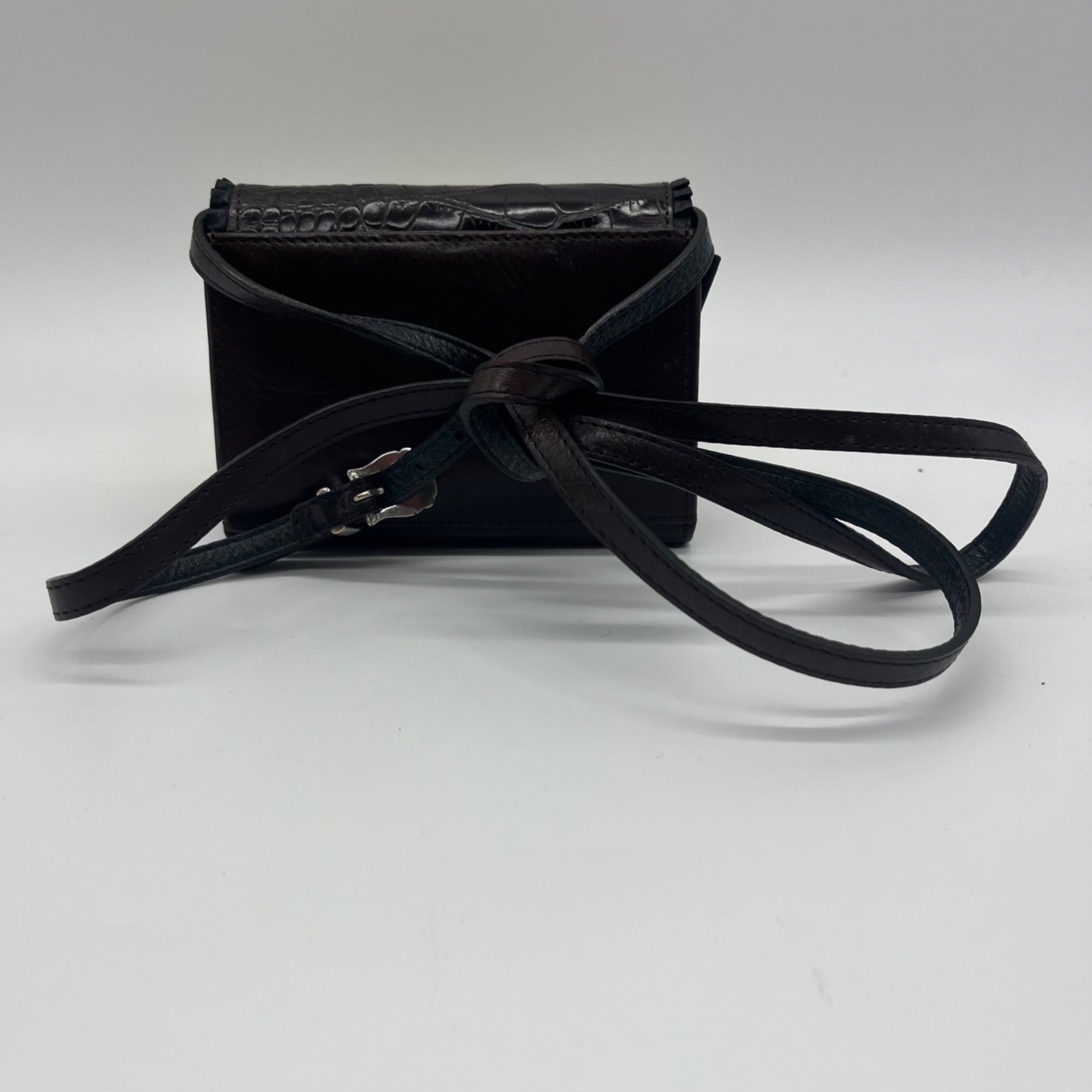 Brighton Brown Croc-Embossed Wallet Crossbody