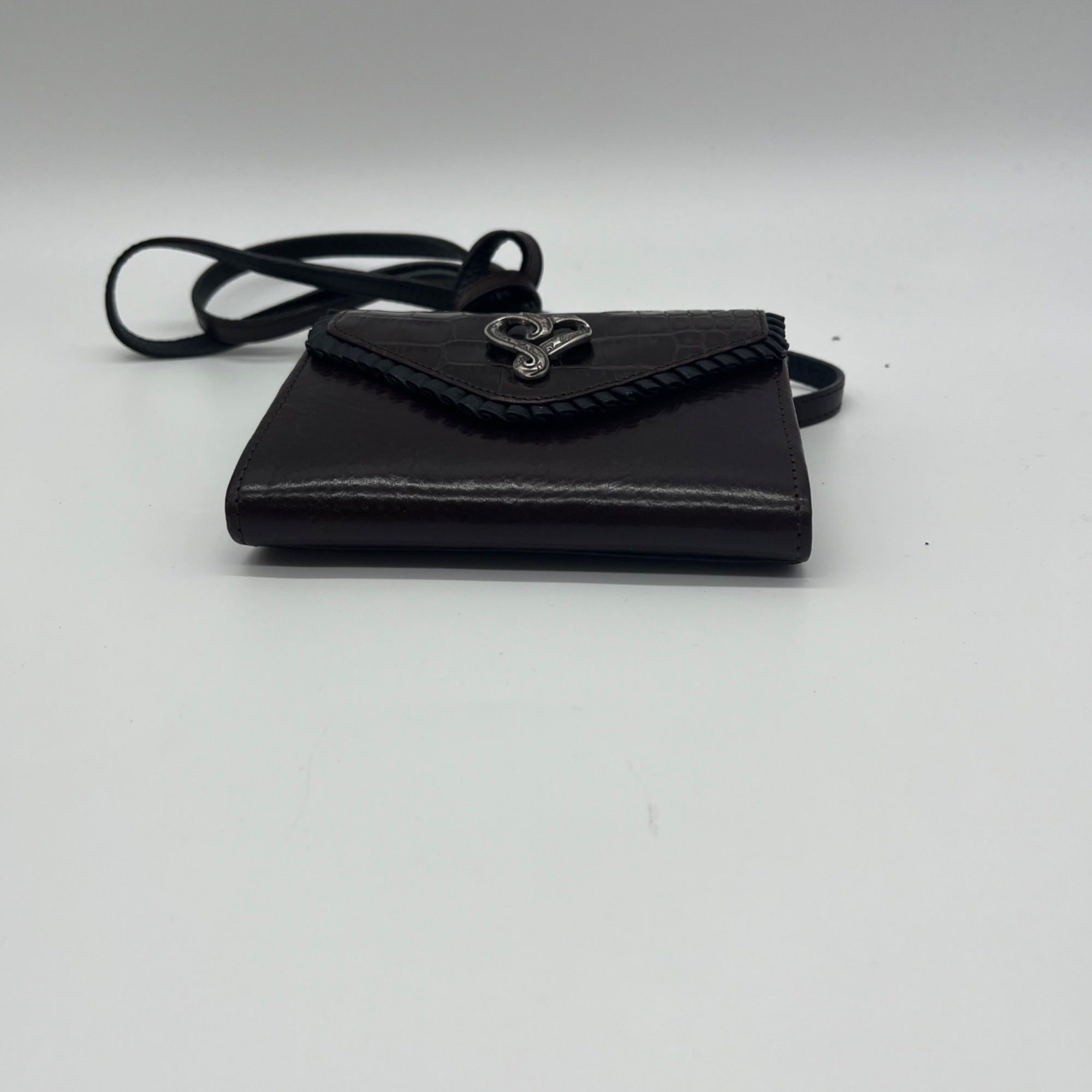 Brighton Brown Croc-Embossed Wallet Crossbody