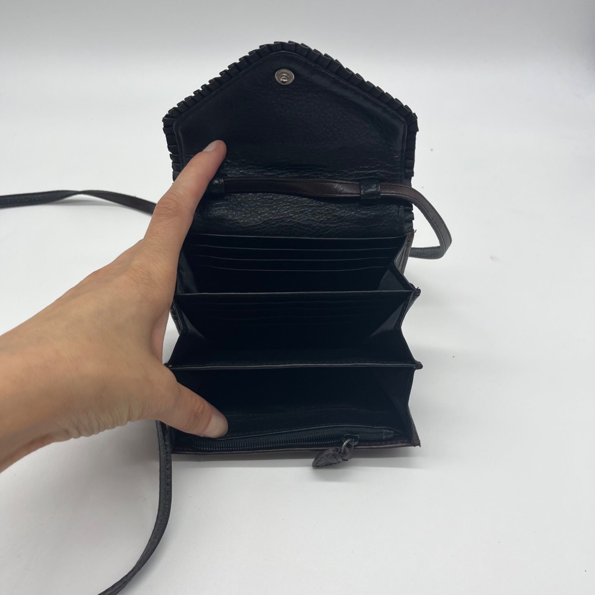 Brighton Brown Croc-Embossed Wallet Crossbody