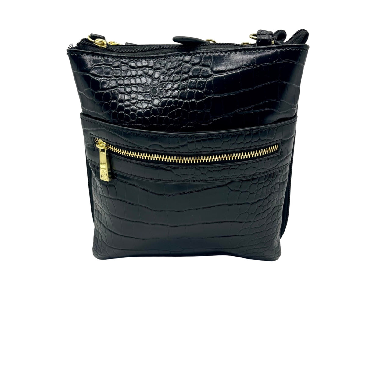Giani Bernini Small Black Faux Leather Croc Dasher Crossbody