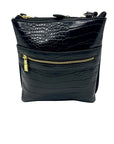 Giani Bernini Small Black Faux Leather Croc Dasher Crossbody