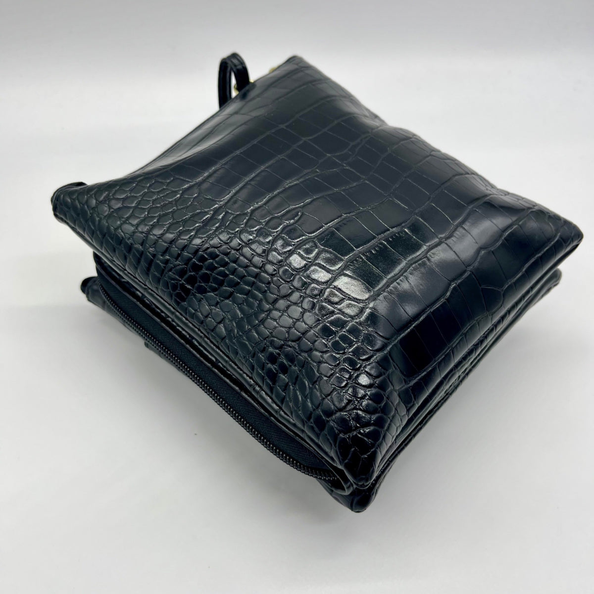 Giani Bernini Small Black Faux Leather Croc Dasher Crossbody