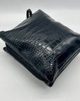 Giani Bernini Small Black Faux Leather Croc Dasher Crossbody