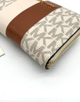 Michael Kors Vanilla & Luggage Jet Set Small Zip Around Card Case