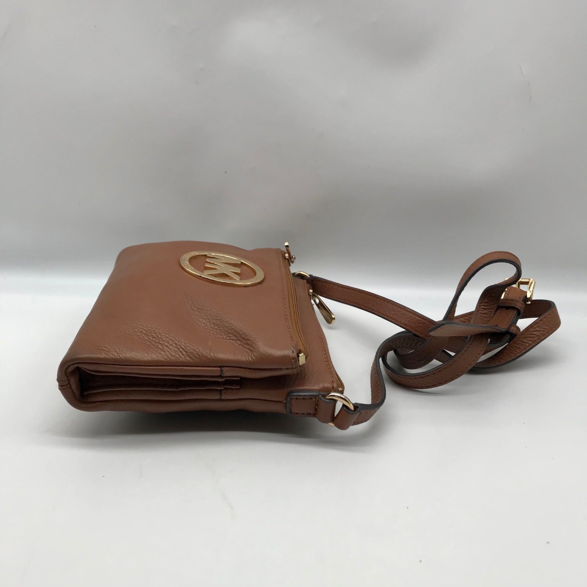 Michael Kors Brown Leather Fulton Crossbody Bag