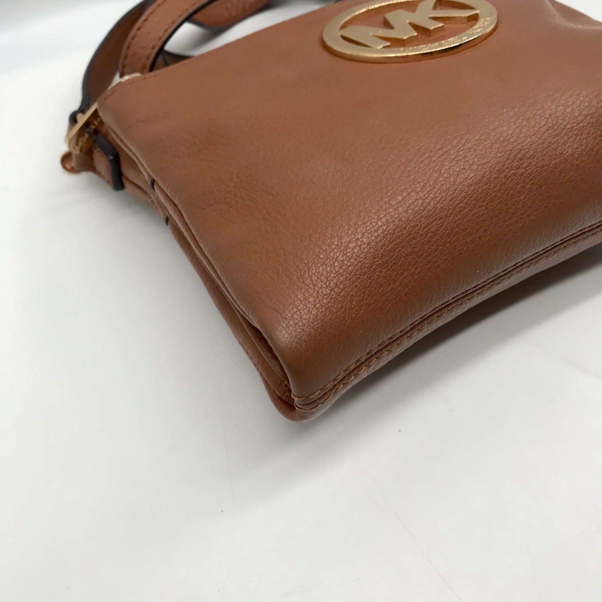 Michael Kors Brown Leather Fulton Crossbody Bag