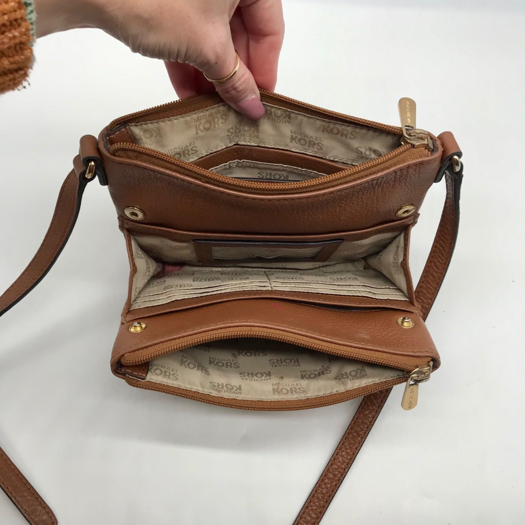 Michael Kors Brown Leather Fulton Crossbody Bag