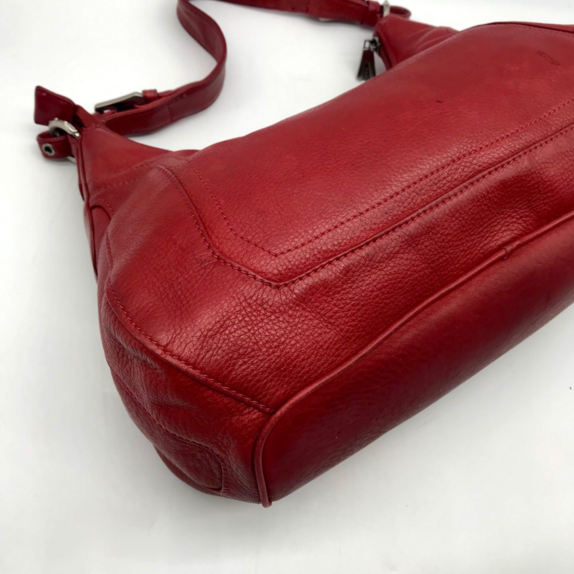 Longaberger Red Leather Rachel Shoulder Bag