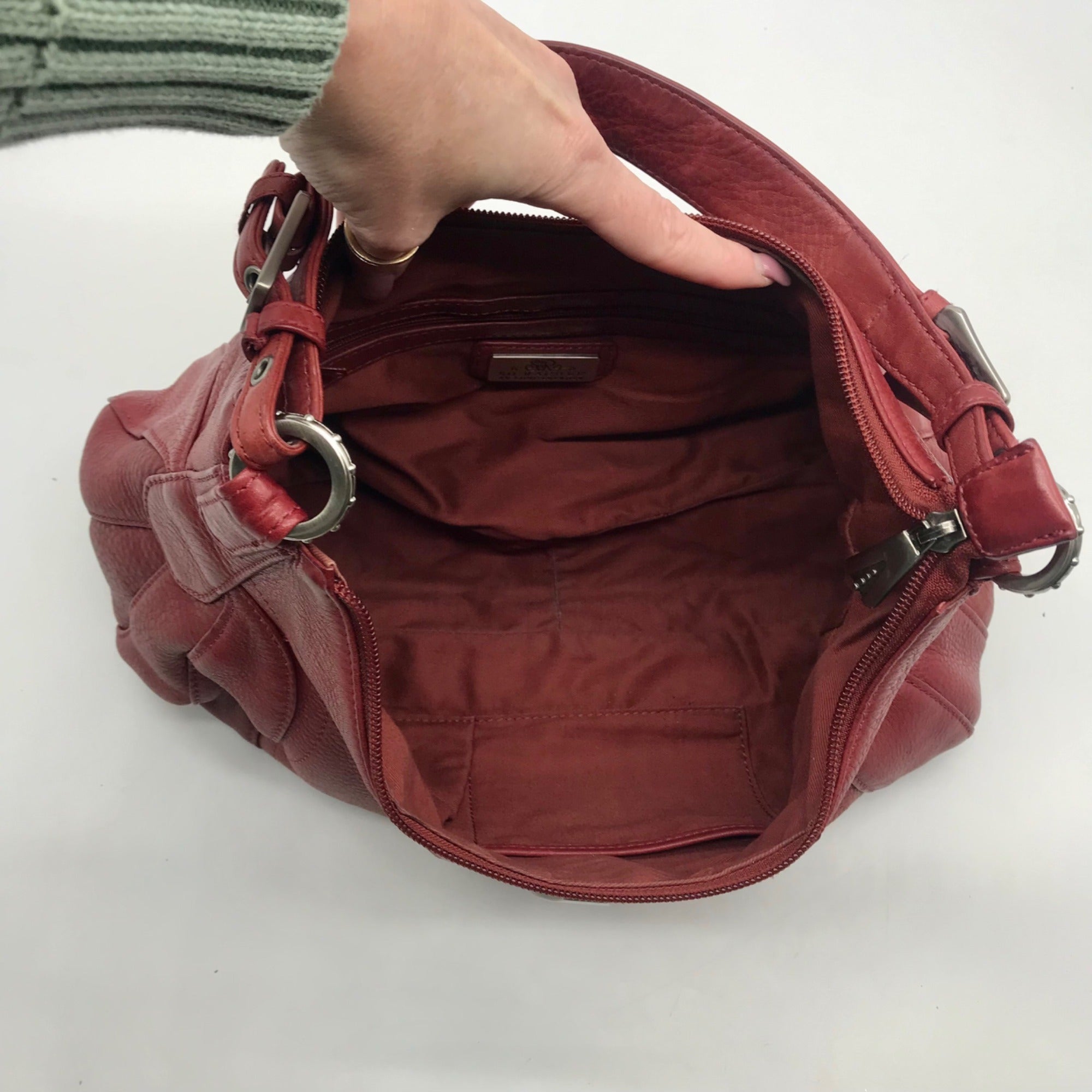 Longaberger Red Leather Rachel Shoulder Bag