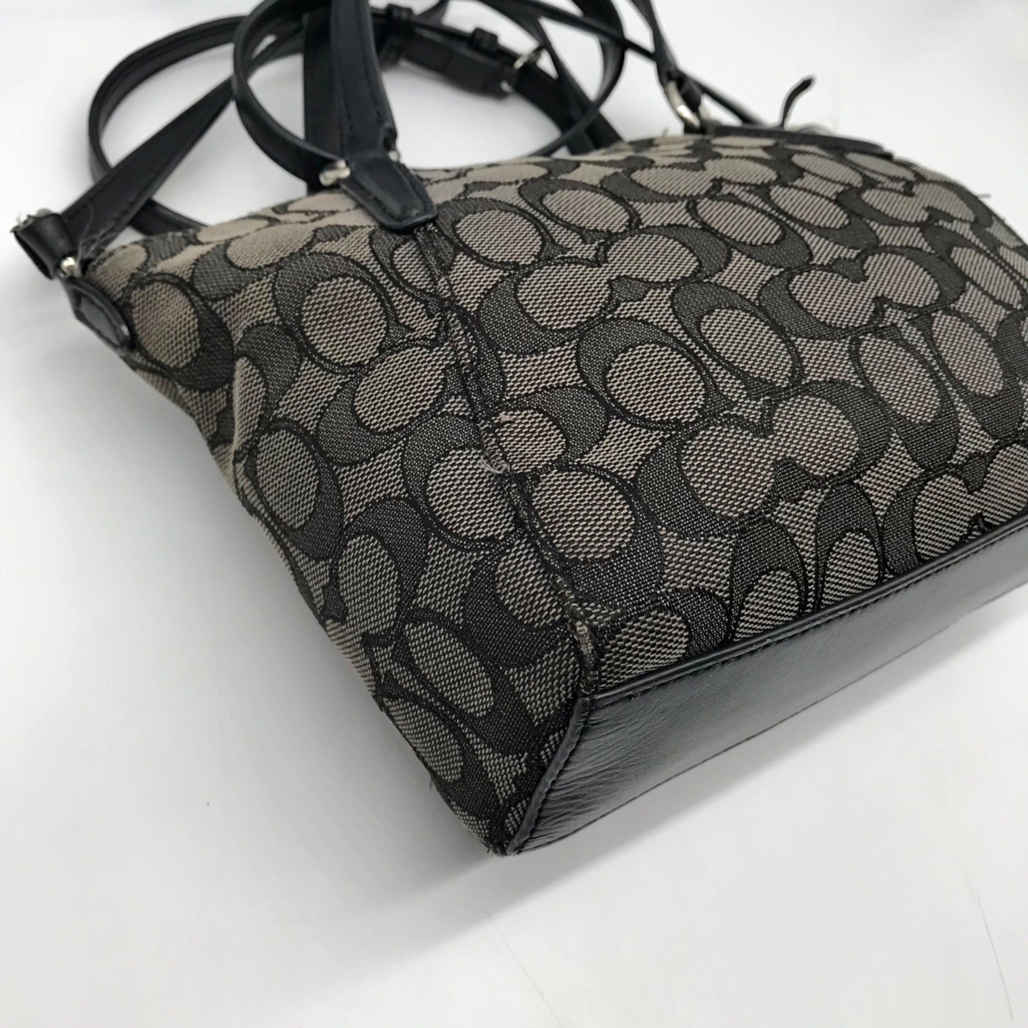 Coach Black And Grey Jacquard Canvas Mini Kelsey Satchel