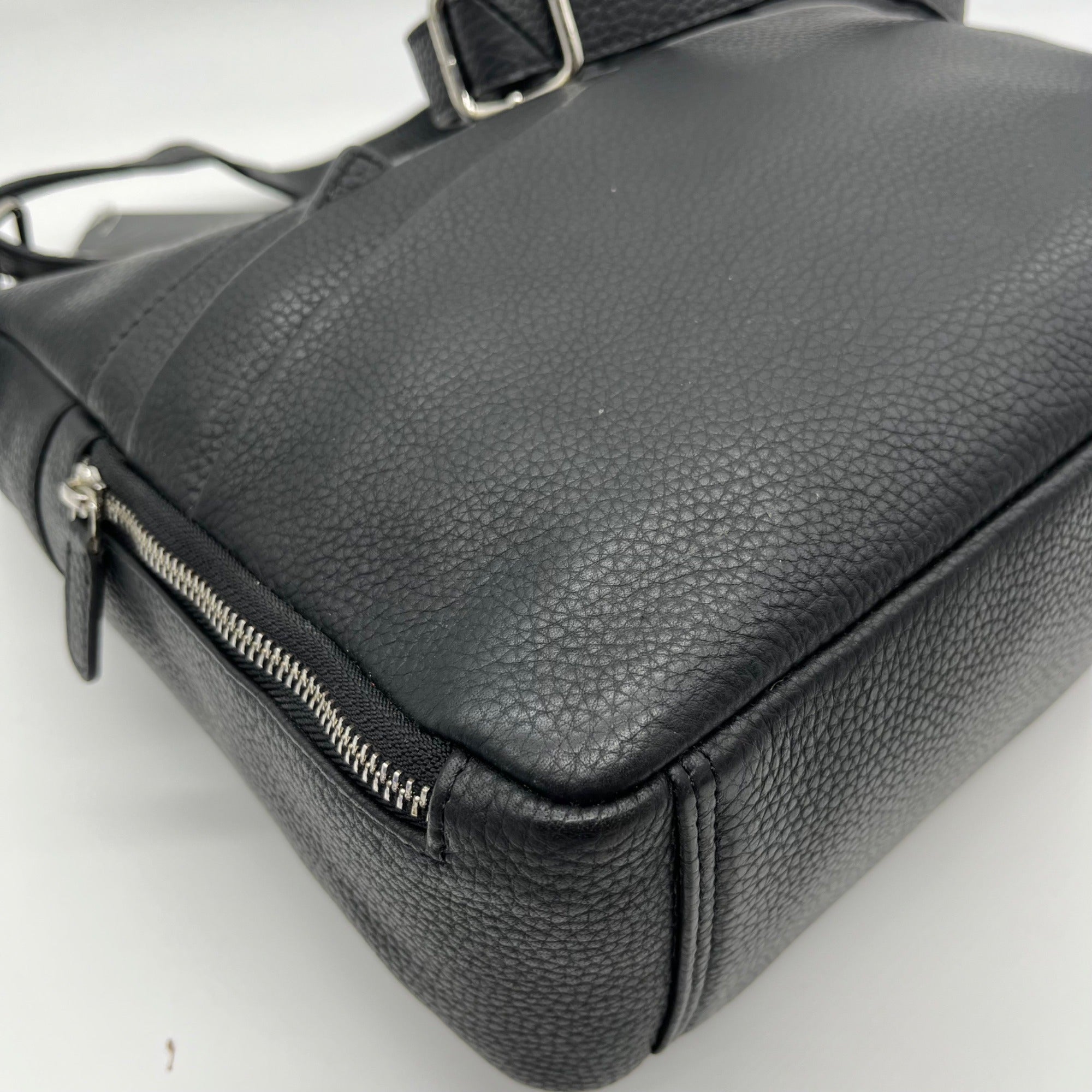 Mancini Black Pebbled Leather June Crossbody Bag