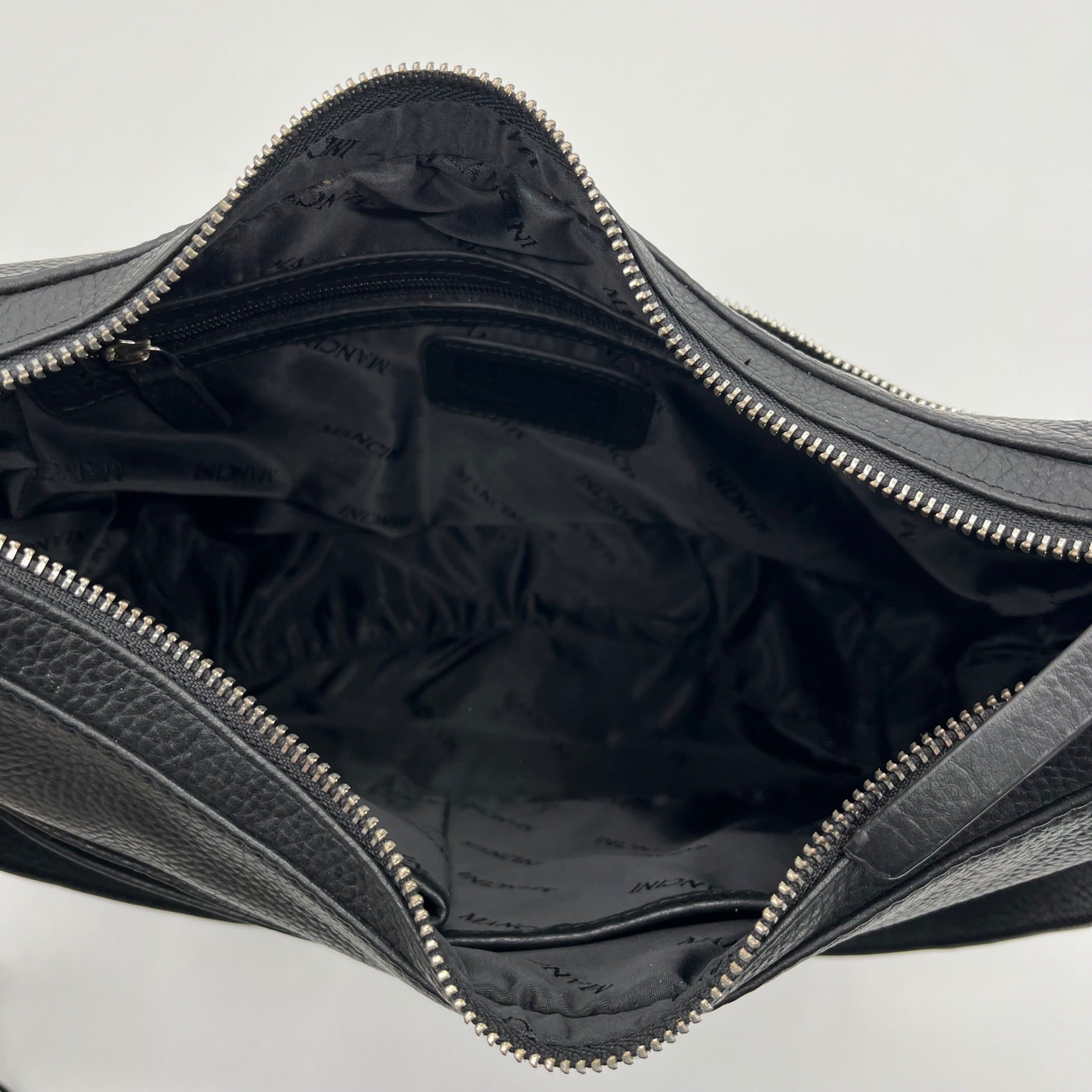 Mancini Black Pebbled Leather June Crossbody Bag