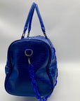 Privata Blue Croc-Embossed Faux Leather Large Duffel Bag