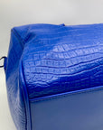 Privata Blue Croc-Embossed Faux Leather Large Duffel Bag