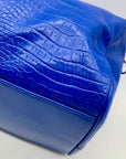 Privata Blue Croc-Embossed Faux Leather Large Duffel Bag