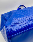 Privata Blue Croc-Embossed Faux Leather Large Duffel Bag