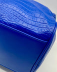 Privata Blue Croc-Embossed Faux Leather Large Duffel Bag