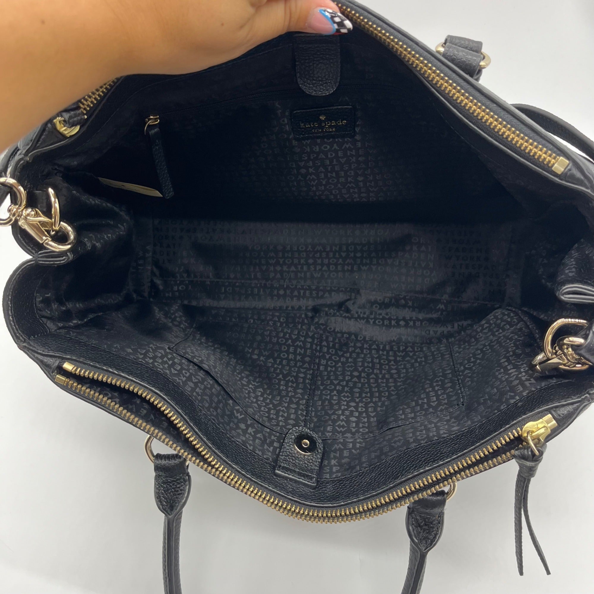 Kate Spade Black Pebbled Leather Mulberry Street Lise Satchel Bag