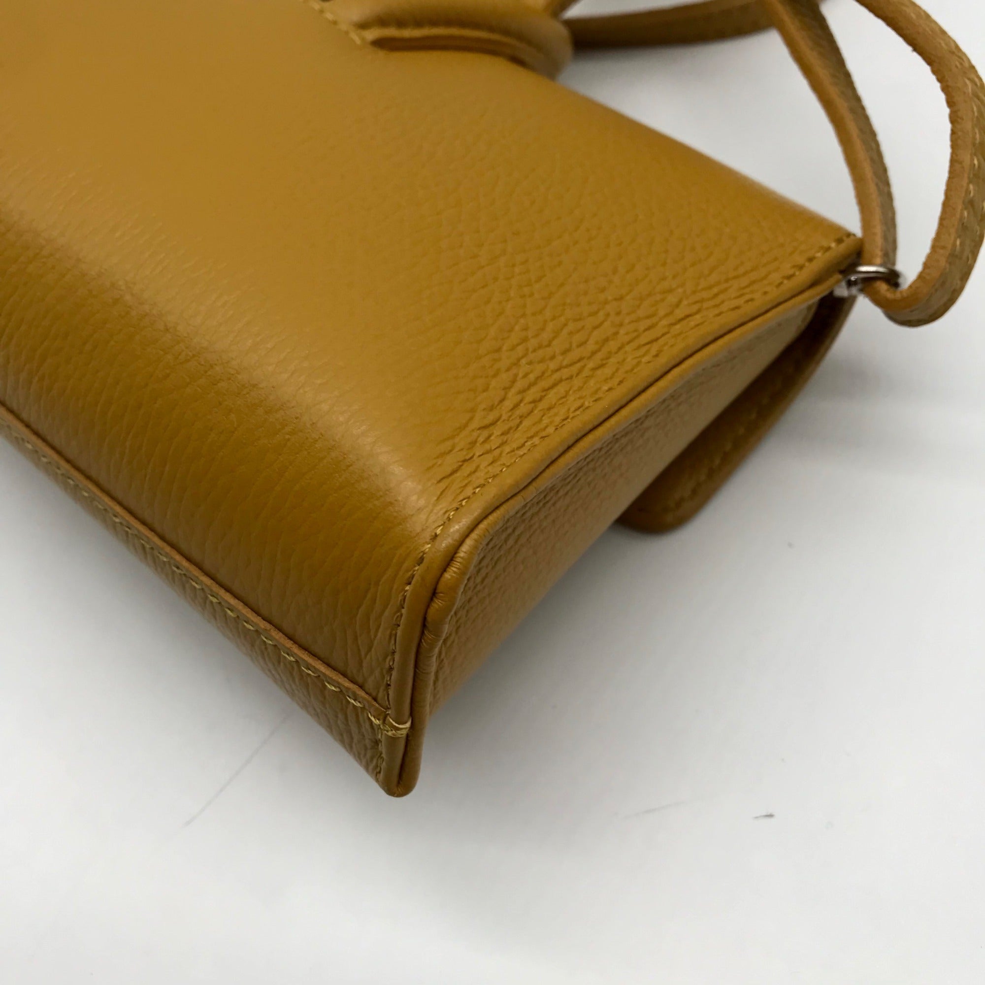 Borse in Pelle Mustard Yellow Italian Leather Crossbody Bag