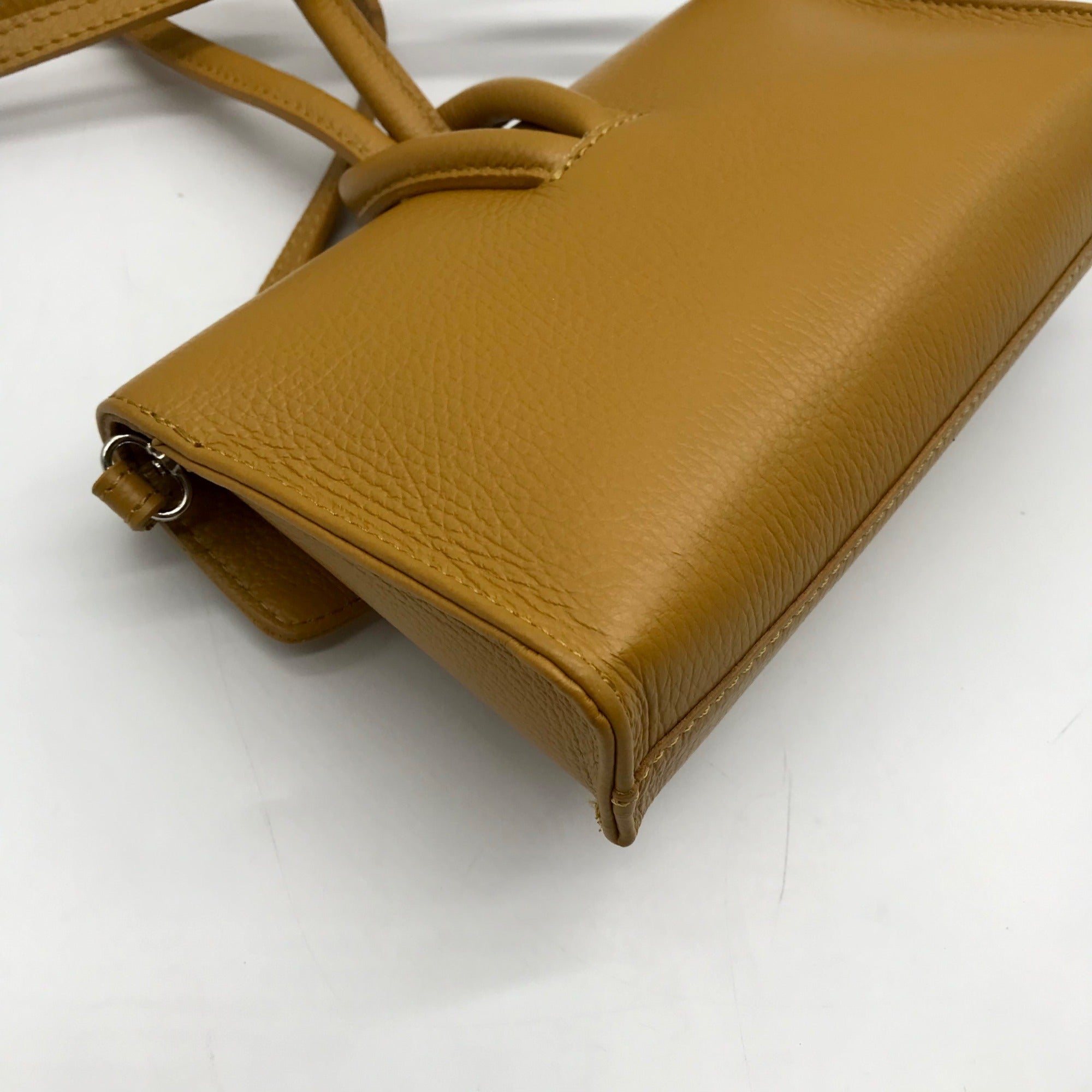 Borse in Pelle Mustard Yellow Italian Leather Crossbody Bag