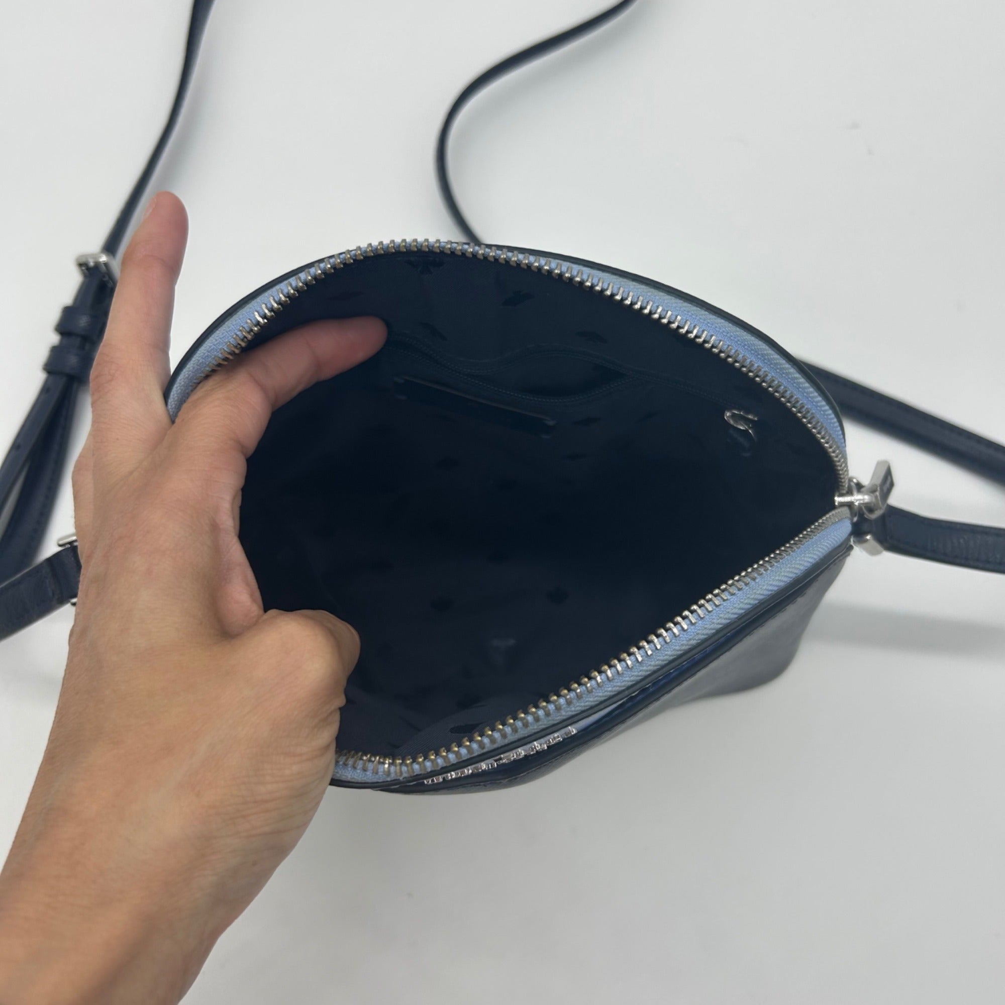 Kate Spade Blue Saffiano Leather Dome Crossbody Bag