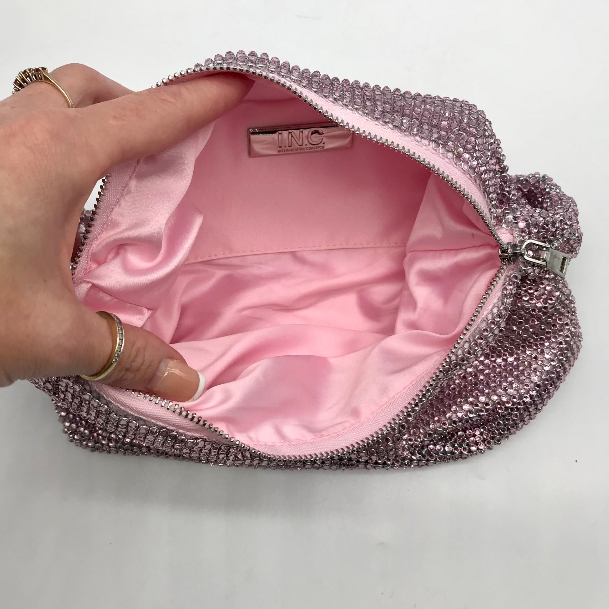 I.N.C. International Concepts Pink Mesh Scrunch Shoulder Bafg