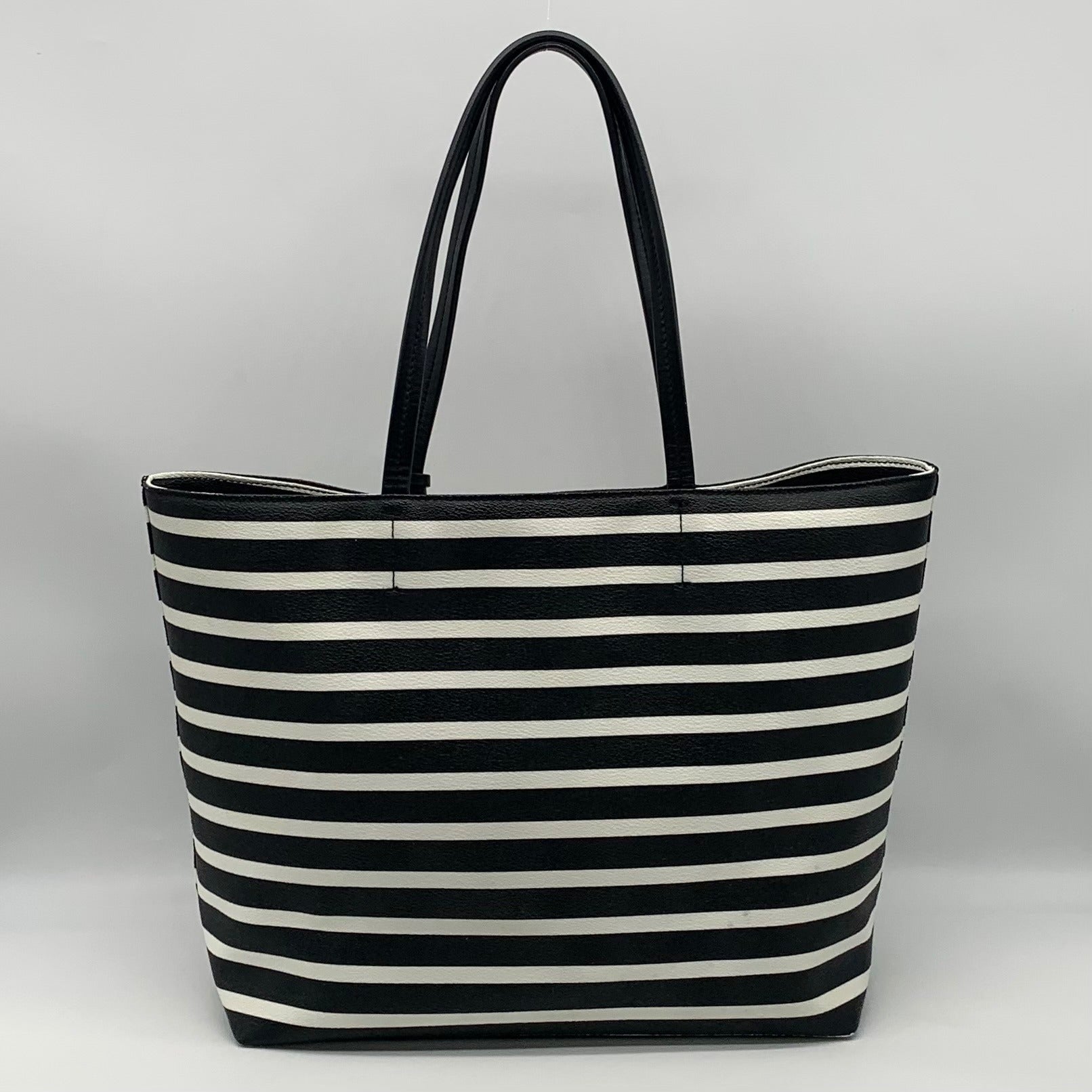Kate Spade Hyde Lane Black &amp; White Striped Riley Tote
