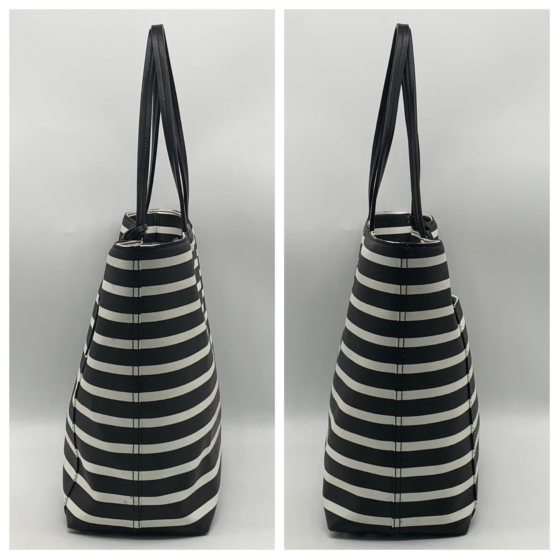 Kate Spade Hyde Lane Black &amp; White Striped Riley Tote