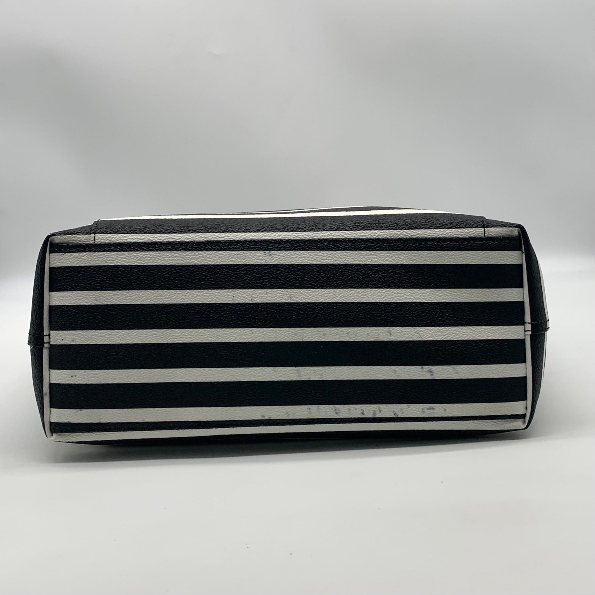 Kate Spade Hyde Lane Black &amp; White Striped Riley Tote