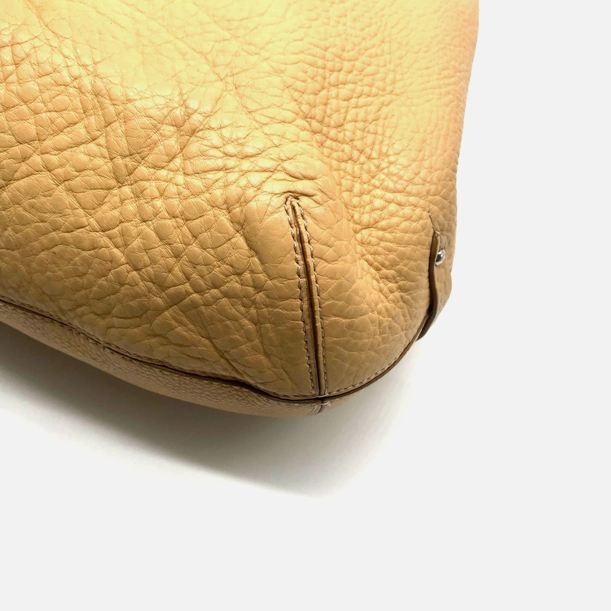 Cole Haan Beige Pebbled Leather Shoulder Bag