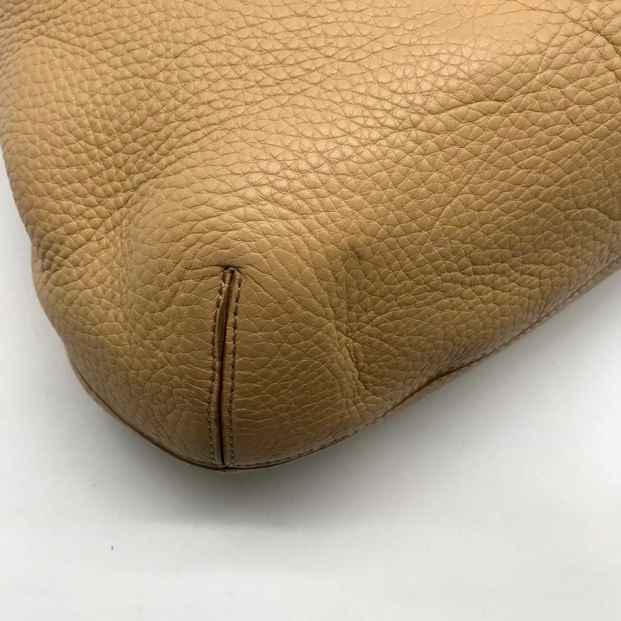 Cole Haan Beige Pebbled Leather Shoulder Bag