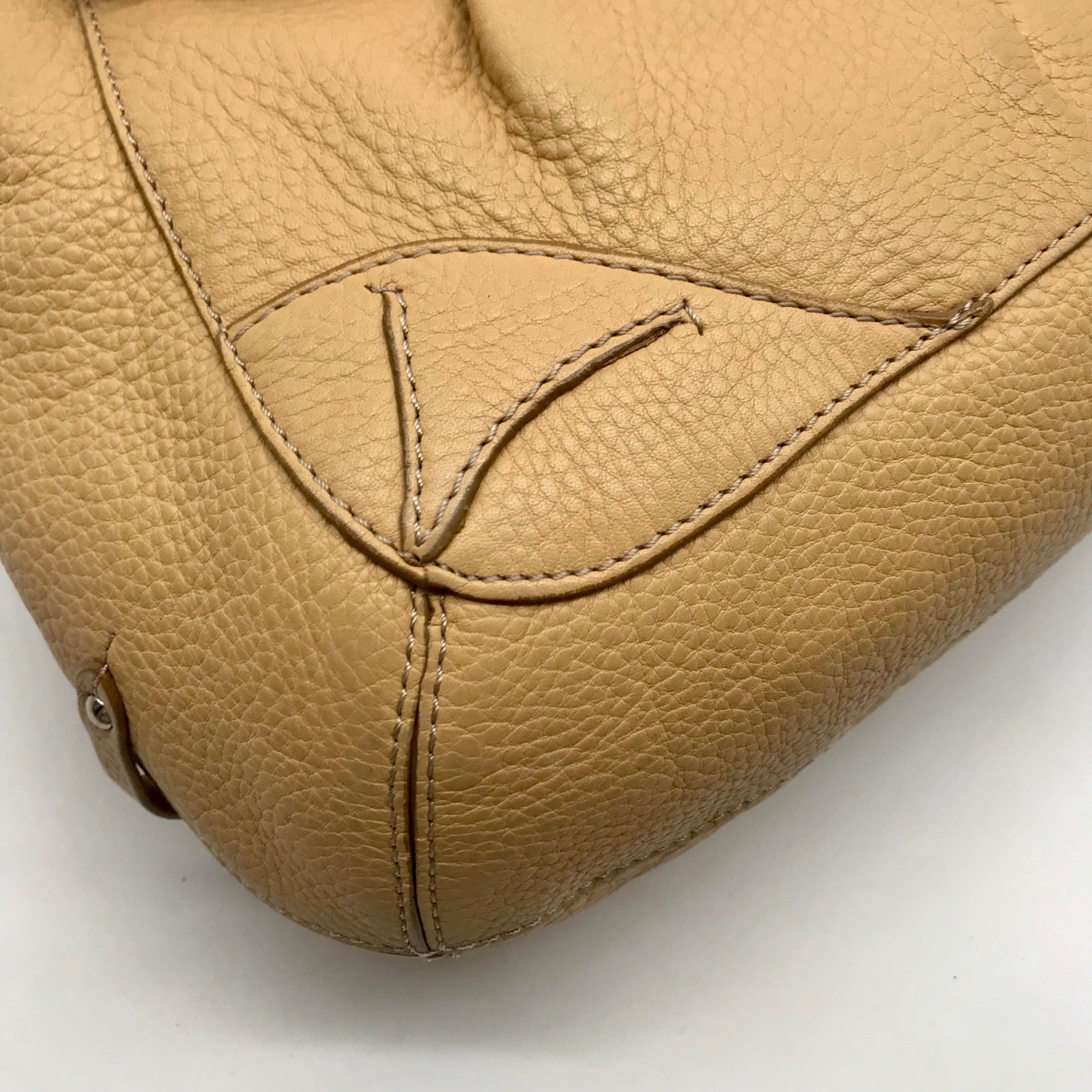 Cole Haan Beige Pebbled Leather Shoulder Bag