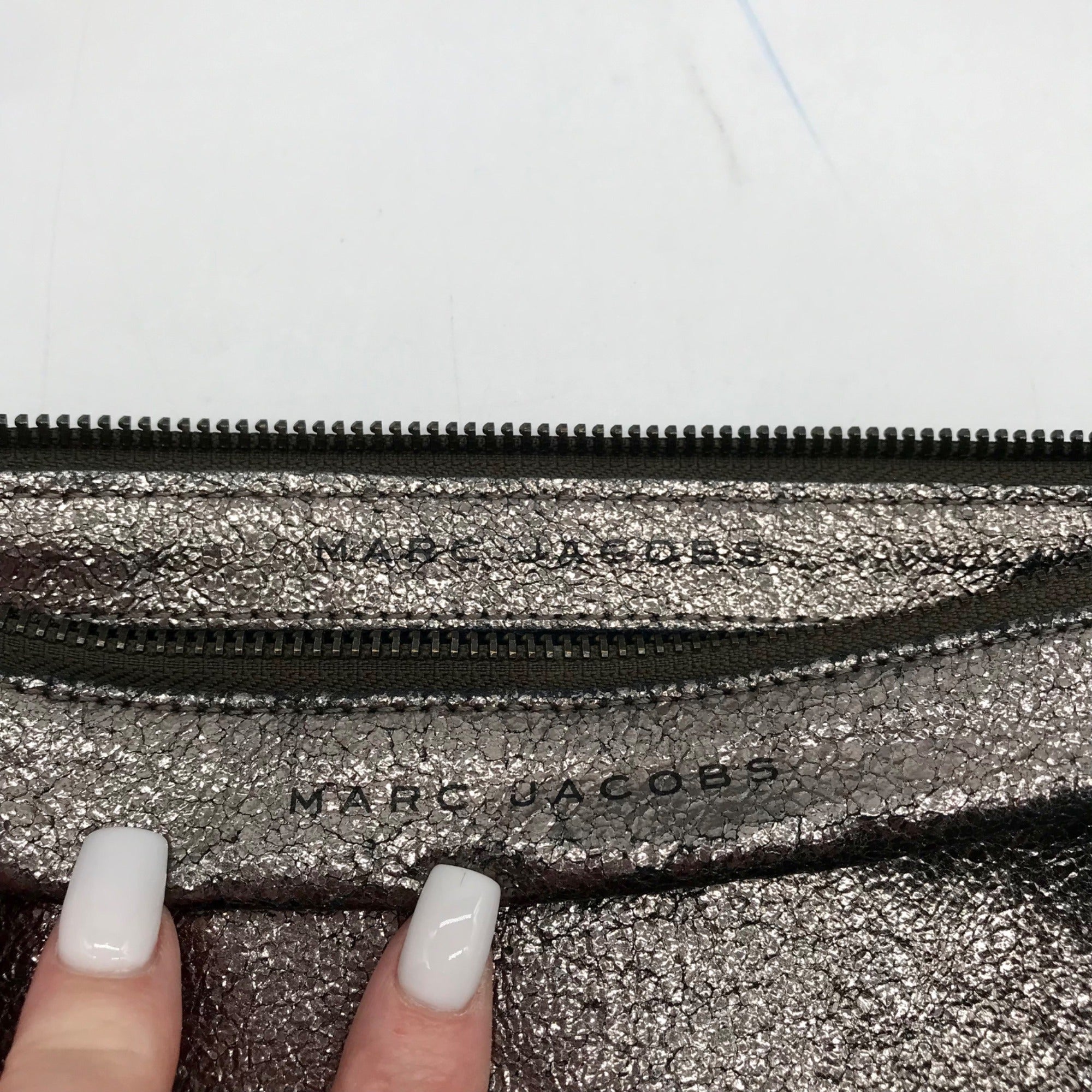Marc Jacobs Dark Glossy Gray Zip Pouch