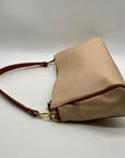 Valentina Beige Pebbled Leather Convertible Satchel Bag