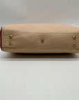 Valentina Beige Pebbled Leather Convertible Satchel Bag