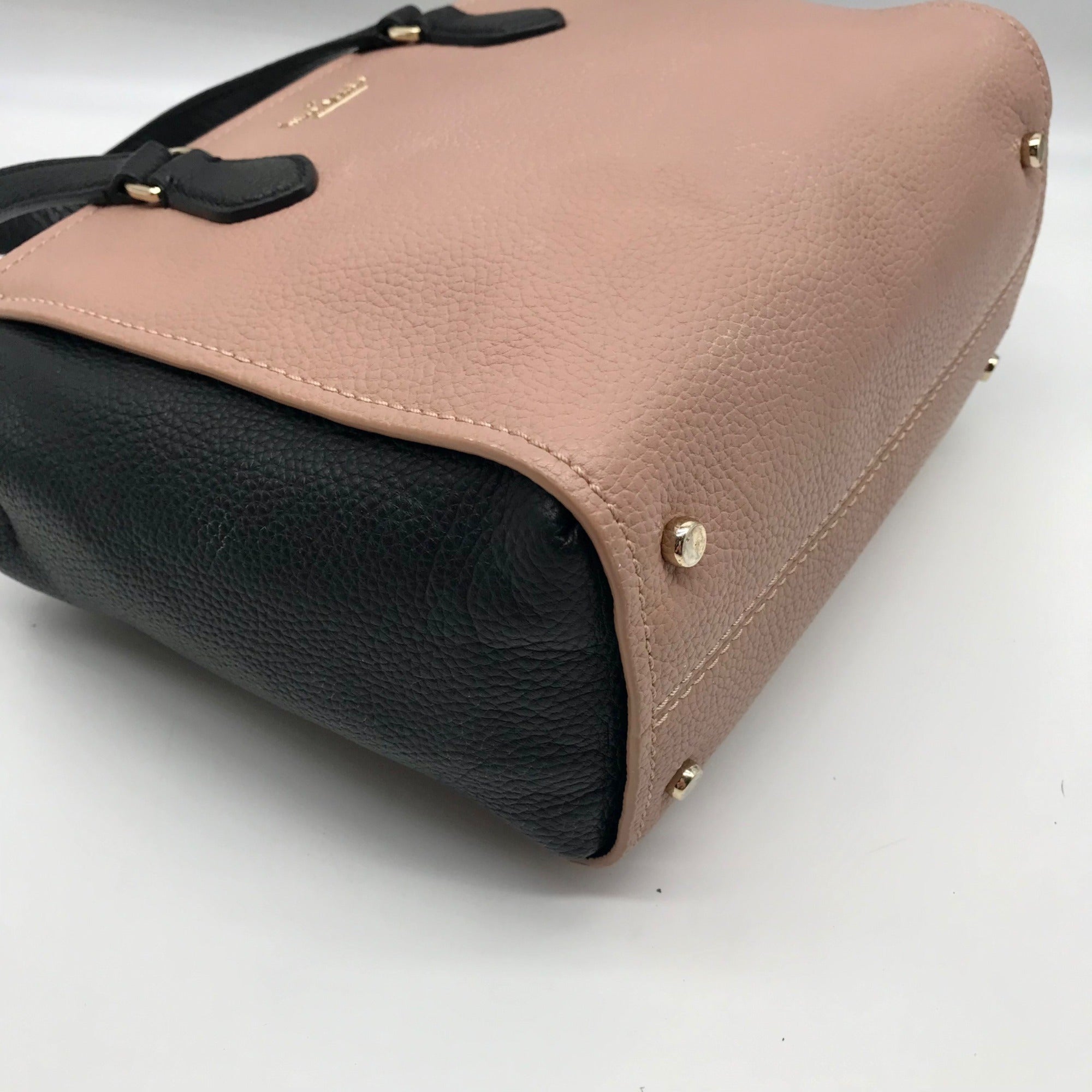 Kate Spade Pink &amp; Black Pebbled Leather Hayden Jackson Street Convertible Satchel
