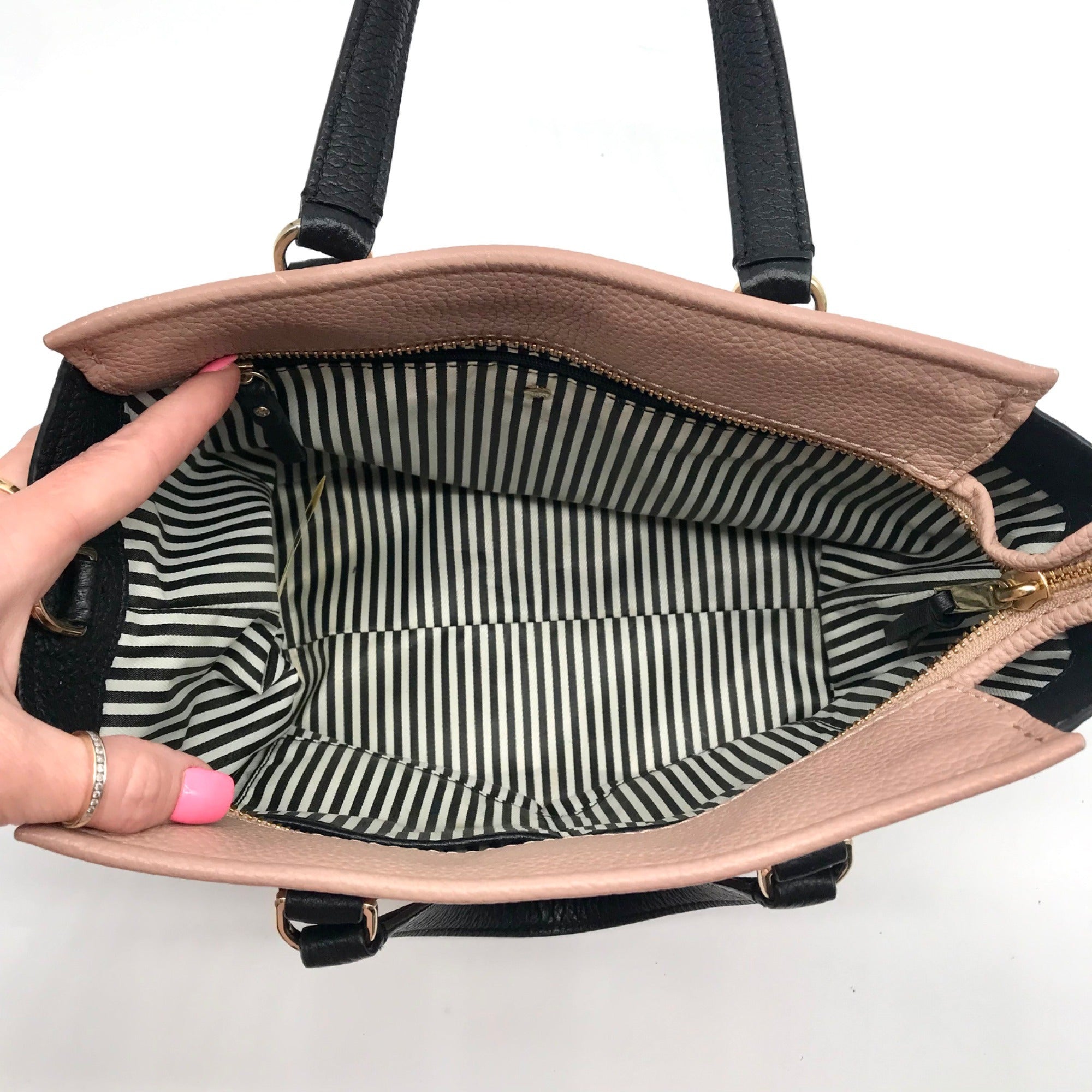 Kate Spade Pink &amp; Black Pebbled Leather Hayden Jackson Street Convertible Satchel
