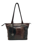 Brighton Brown Embossed Multi-Textured Leather Shoulder Bag