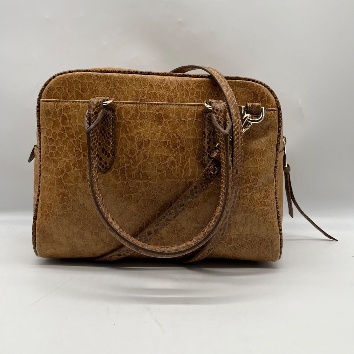 Brahmin Brown Embossed Leather Shoulder Bag