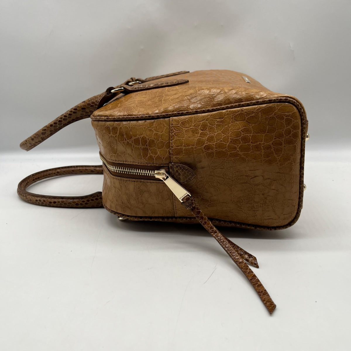 Brahmin Brown Embossed Leather Shoulder Bag