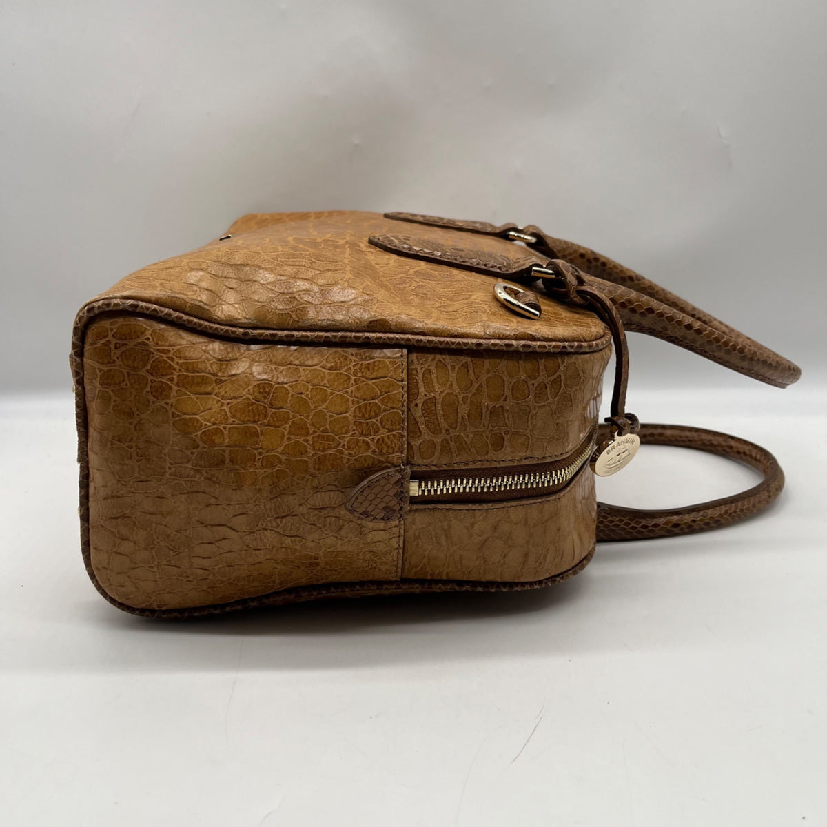 Brahmin Brown Embossed Leather Shoulder Bag