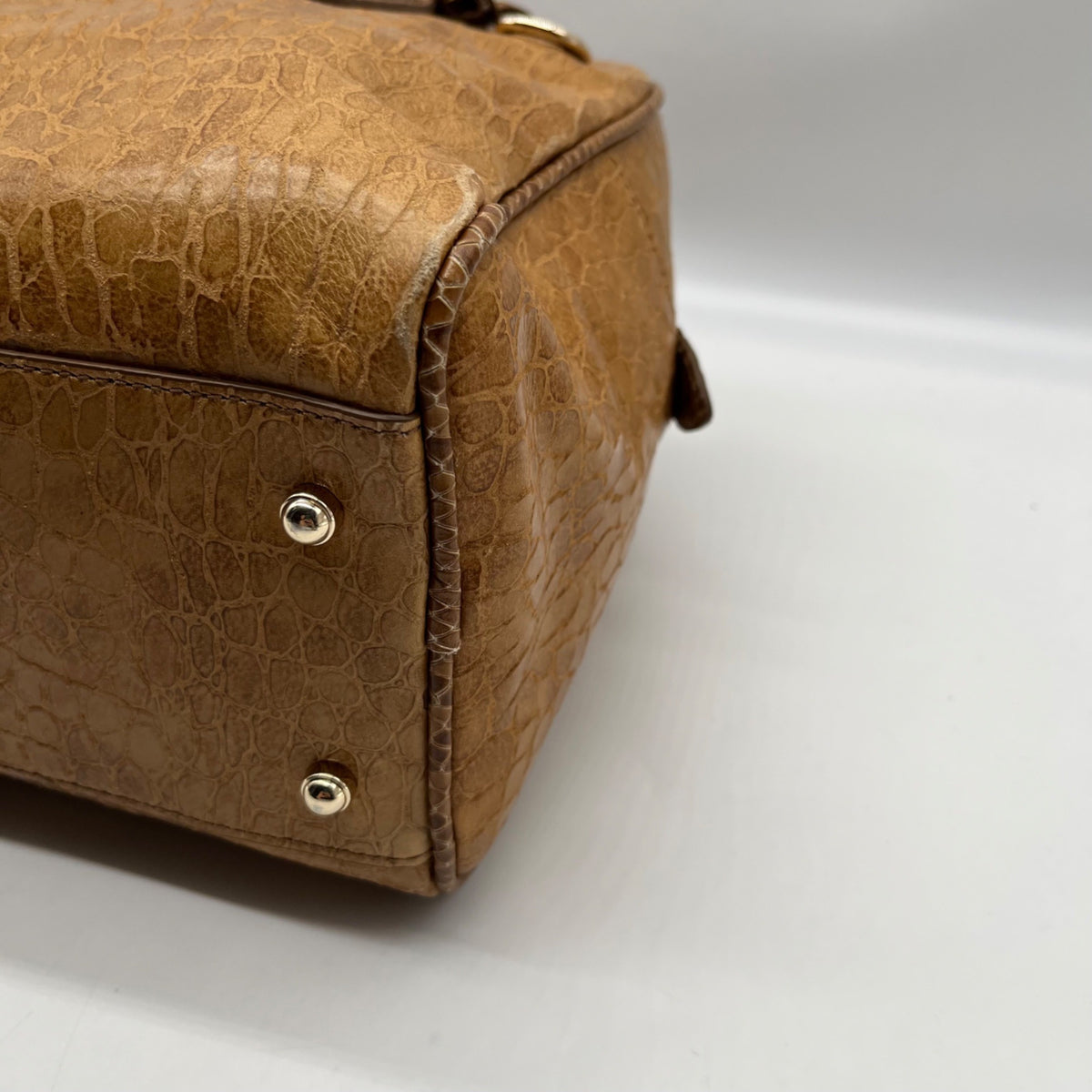 Brahmin Brown Embossed Leather Shoulder Bag